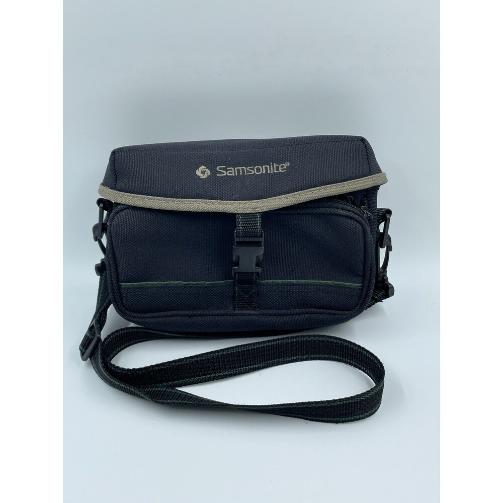 Samsonite Black Green Camera Case Travel Bag 7 x 8 x 3 Belt Loop W/ Strap 300X